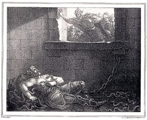 Mort de Ragnar Lodbroks gravure de Hugo Hamilton