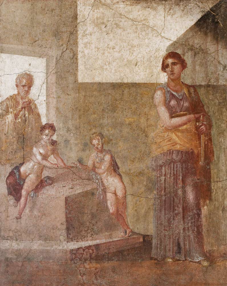 Médée s'apprêtant à tuer ses enfants- Fresque de Pompéi - Maison des Dioscures