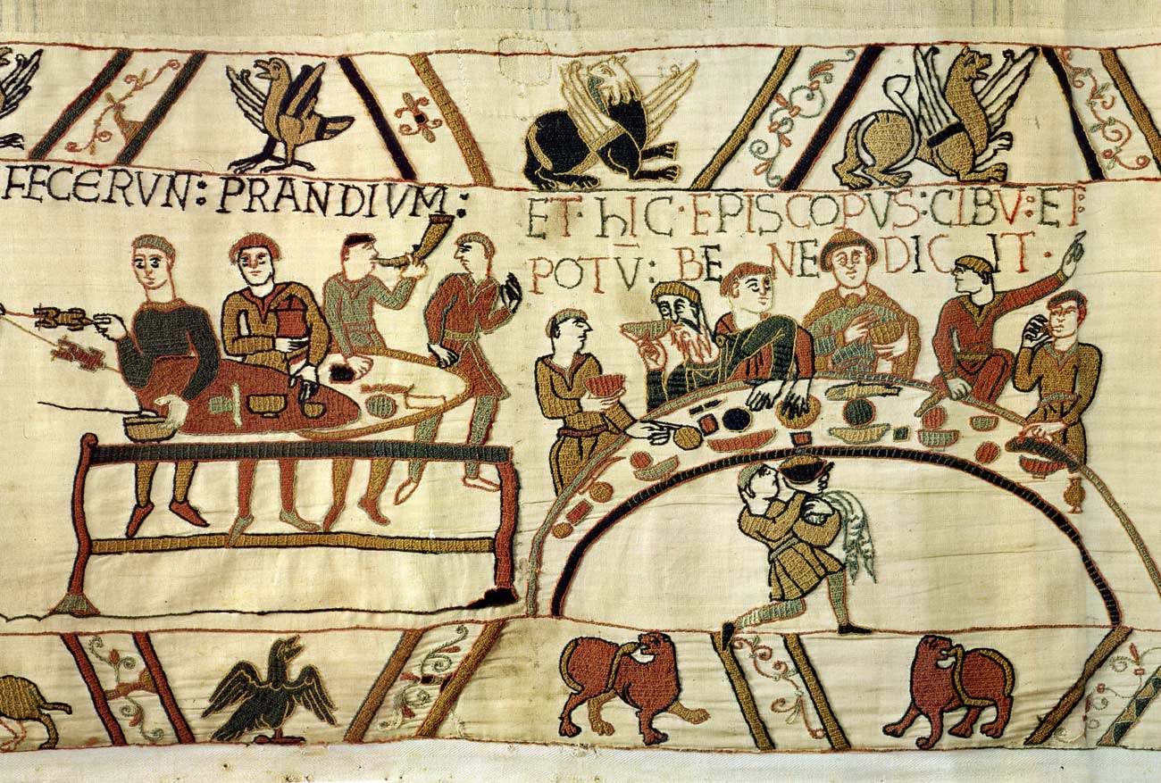 13 - Tapisserie de Bayeux - Repas après installation du camp à Hastings